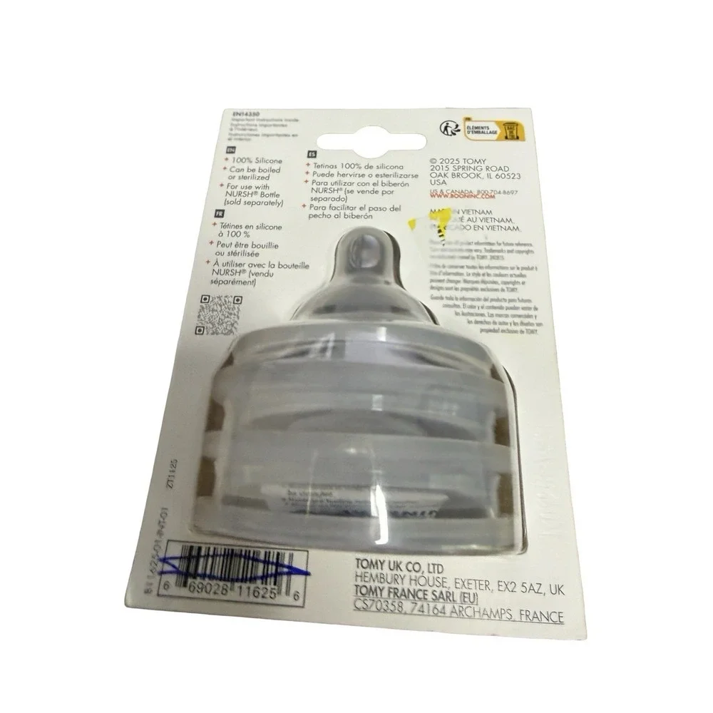 BRAND NEW Pack of 3 Boon Nursh Curve Silicone Bottle Nipples Extra Slow Flow 0m+